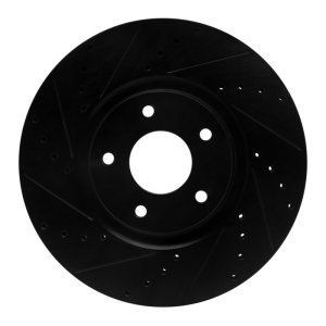 Nissan Juke Brake Rotor (1) - Front Left - R1 Concepts - Drilled & Slotted - Black - `07-`17